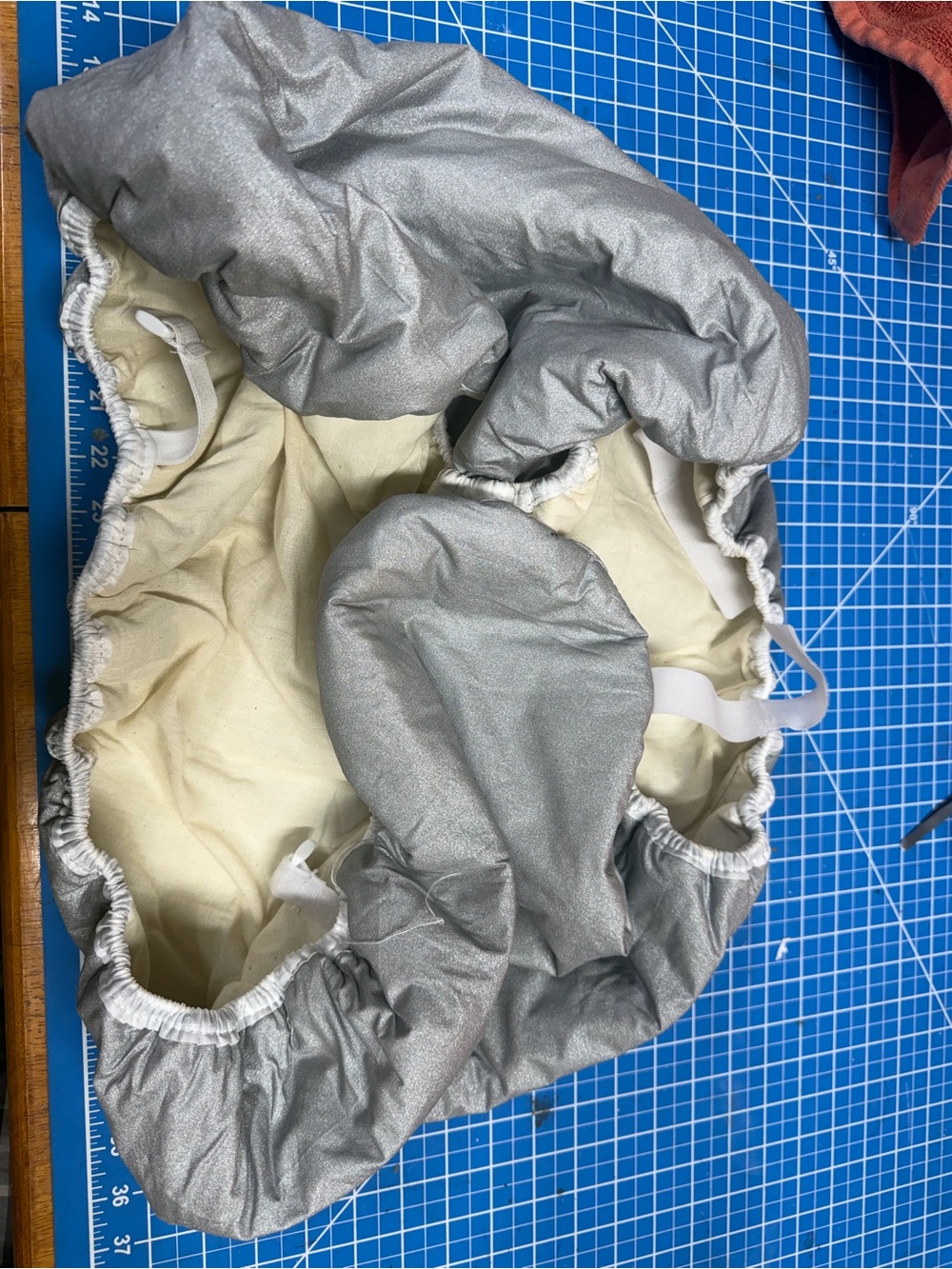 Silver Fitted Crib/Changing Pad Cover with Soft Cream Lining